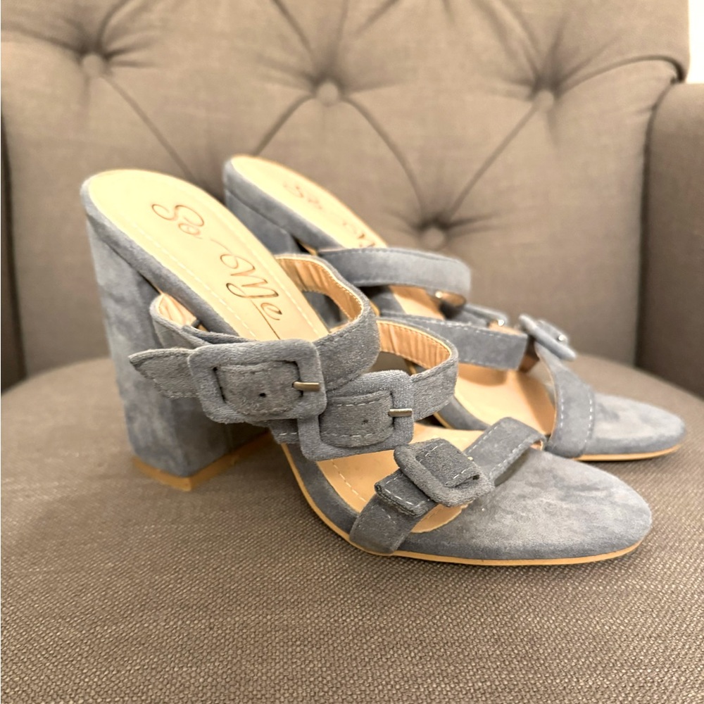 Blue Suede Shoes! Straps, heels